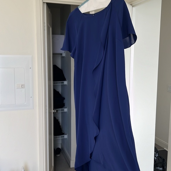 Navy Formal Plus Size Dress with Flutter - Picture 3 of 5